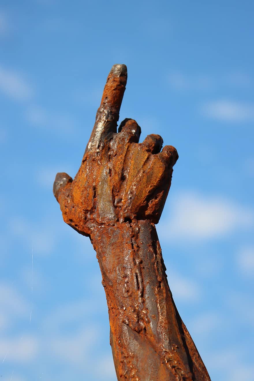 mano, scultura, statua, mostrare, dito, raggiungere, personaggio, freccia, alto, sopra, plastica