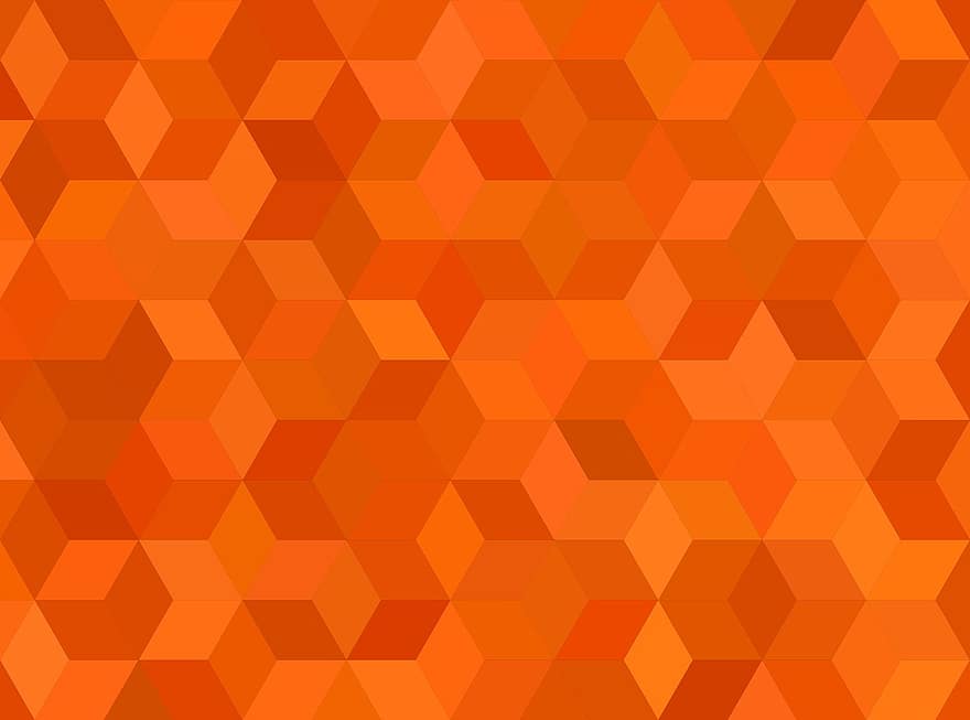 flise, orange, mønster, baggrund, mosaik, terning, abstrakt, gentage, rhombus, design, geometriske