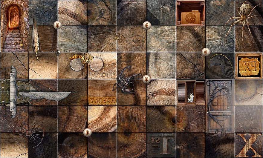 stavební bloky, dřeváky, dřevo, kostky, nadreálný, dřevo umění, umění, skládaný, 3d, oči, tajemný