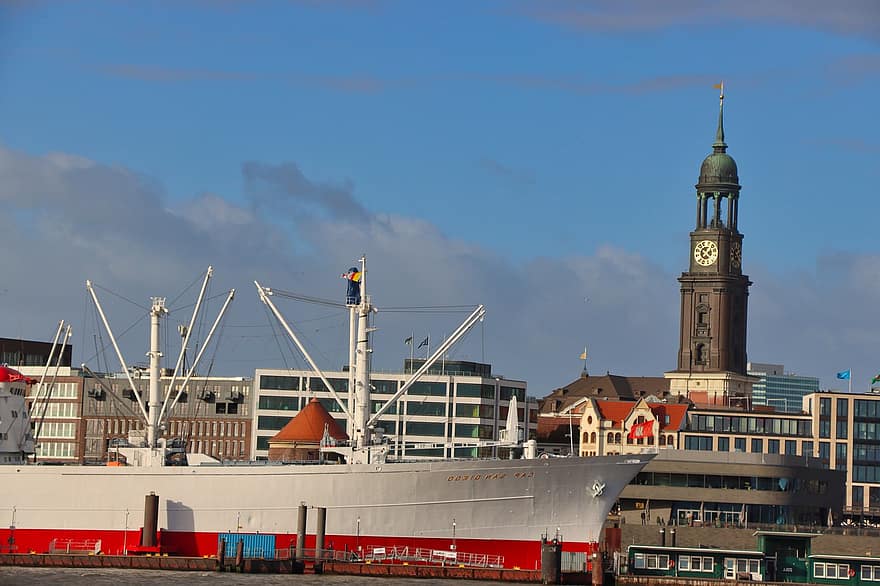 Hamburg, Liman, müze gemisi, deniz gemi, ticari rıhtım, Nakliye, taşımacılık, endüstriyel gemi, gemi, ünlü mekan, sanayi