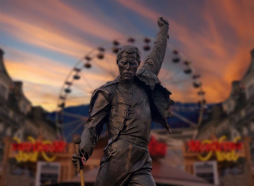 estatua, Freddie, mercurio, cantante, memorial, reina, compositor, Freddie Mercury, Monumento, escultura, famoso