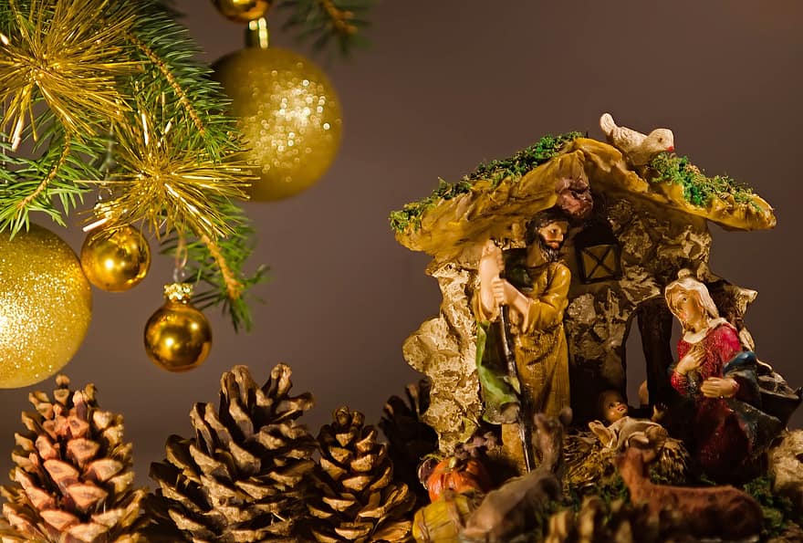 jul, juledekoration, nativity scene, juleindretning, jul baggrund, Kristendom, dekoration, fest, jul ornament, træ, gave