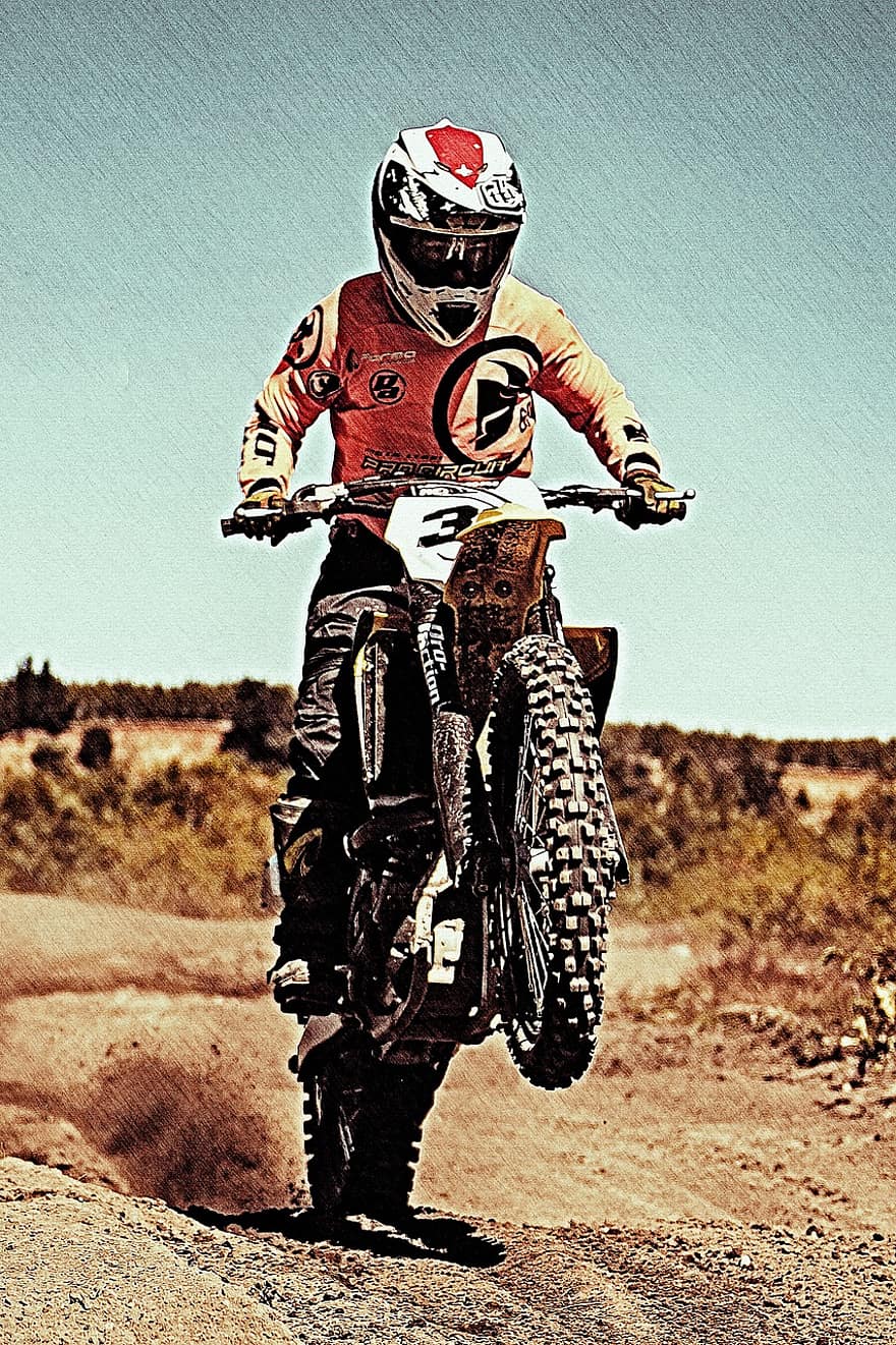 Motocross, Motorcycle, Biker, Helmet, Career, Speed, Leap, Man, Move, Vehicle, Quickly