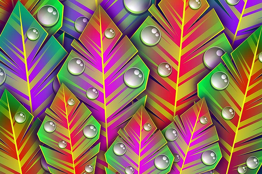Abstract, Background, Colorful, Leaves