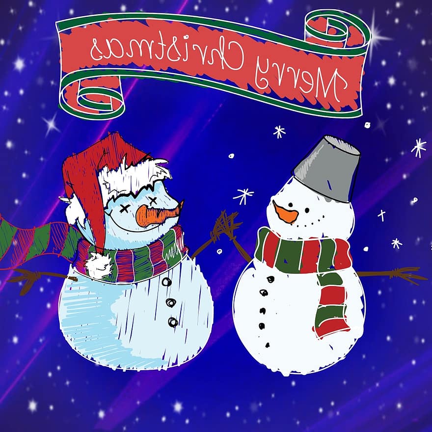 Natal, boneco de neve, neve, cartão, decoração, fundo, época de Natal, bonecos de neve, contemplativo, saudação de natal, engraçado
