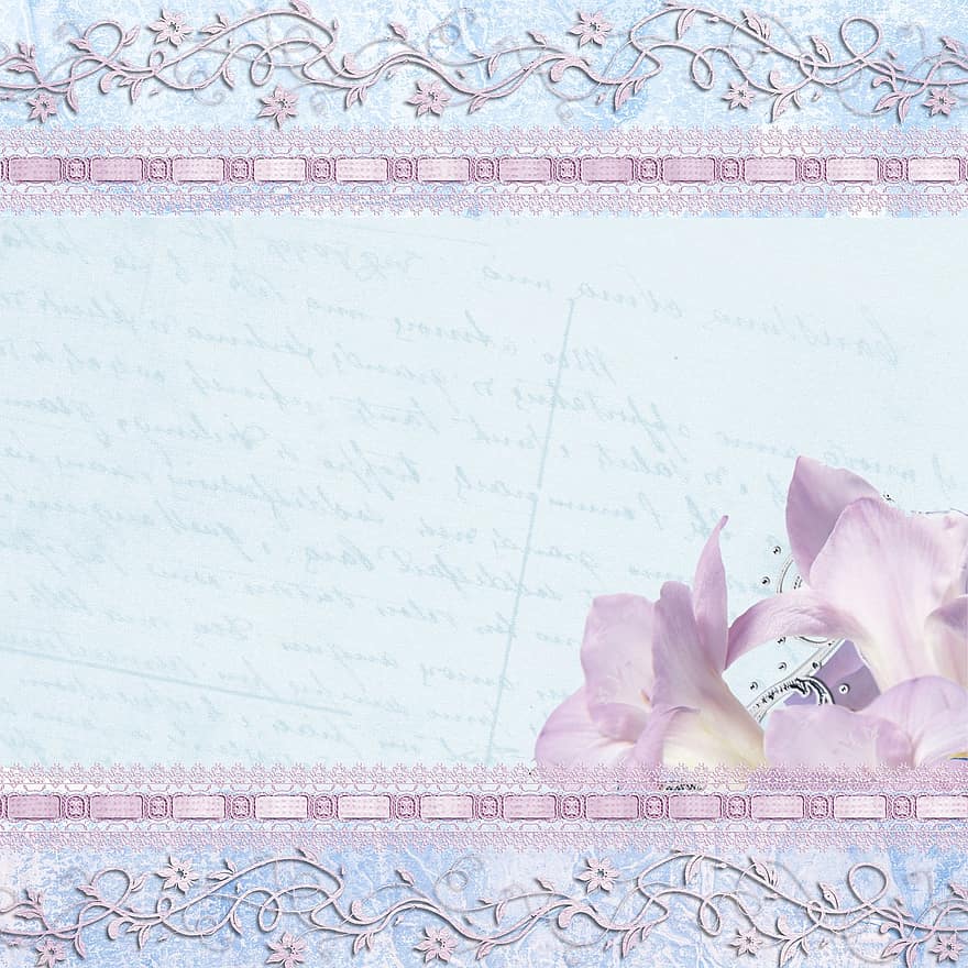 Background, Lilac, Blue, Lily, Scrapbook, Vintage, Flower, Ribbon, Scrapbooking, Arts, Crafts