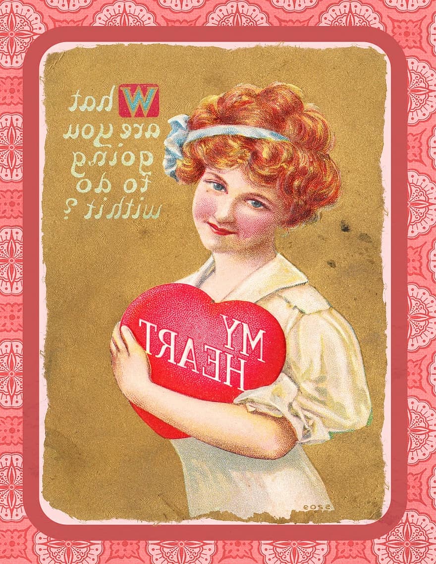 Valentinstag, Jahrgang, Liebe, Herz, Box, Schokolade, Geschenk, Decoupage, Collage, Sammelalbum, Kunst