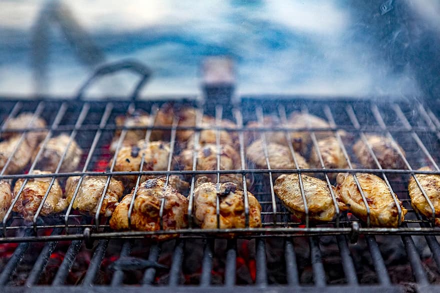 Grill, Grilled Chicken, Chicken, Grilling, Grilled Meat, Coal, Charcoal, Barbecue, Chicken Barbecue, Heat, Smoke