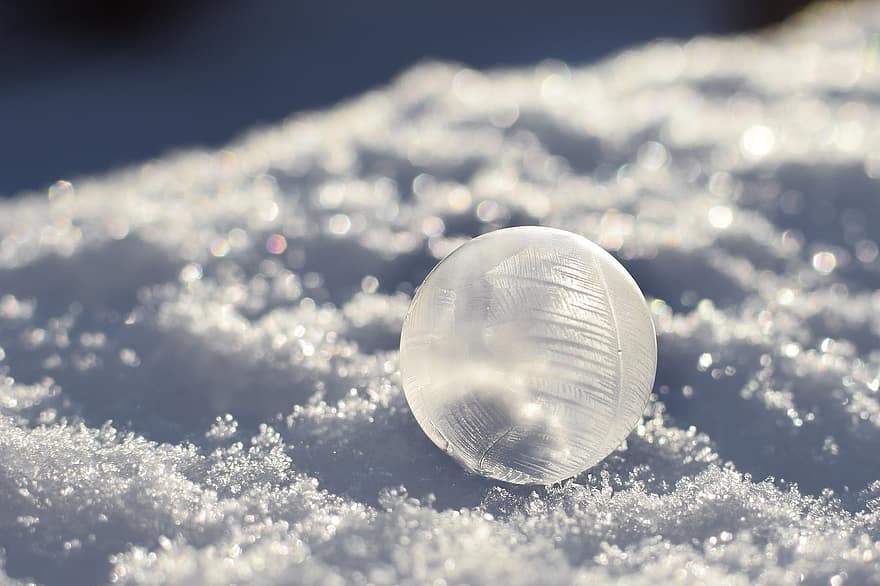 пузырь, лед, снег, мыльный пузырь