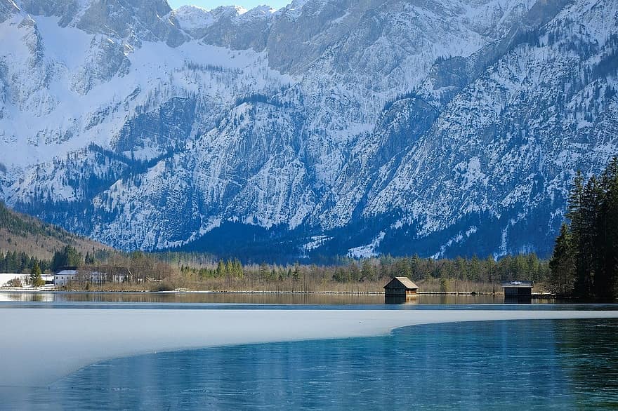 Ice Rink, Nature, Winter, Season, Travel, Exploration, Outdoors, Landscape, Lake, Lake Hut, Mountains