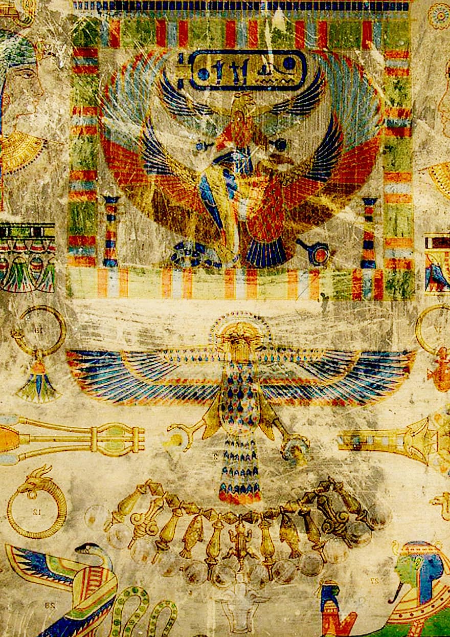 Contexte, Egypte, pharaon, scrapbooking, papier, texture, scrapbook, ancien, rétro, fleurir, décoratif