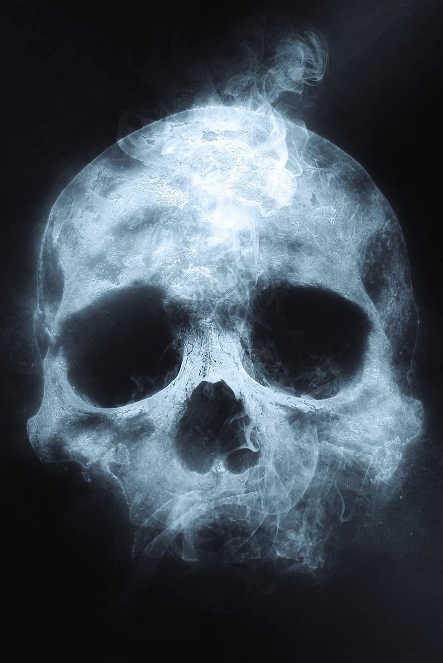 Schädel, Tod, Halloween, gruslig, unheimlich, Skelett, Kopf, Blauer Tod