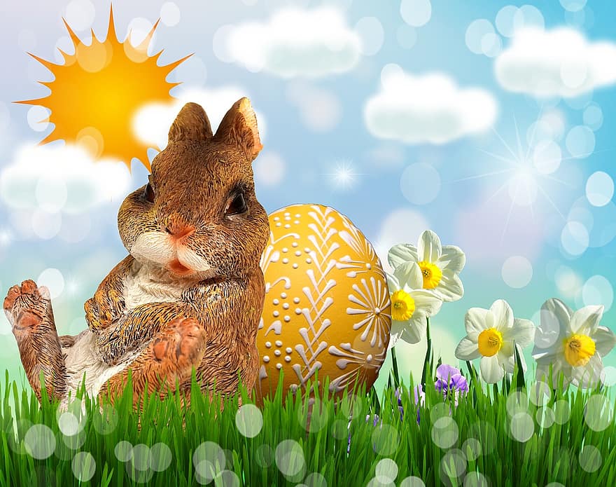 Paskah, liburan, kelinci Paskah, musim semi, kartu ucapan, kelinci, Selamat Hari Paskah, angka, dekorasi paskah, imut, lucu
