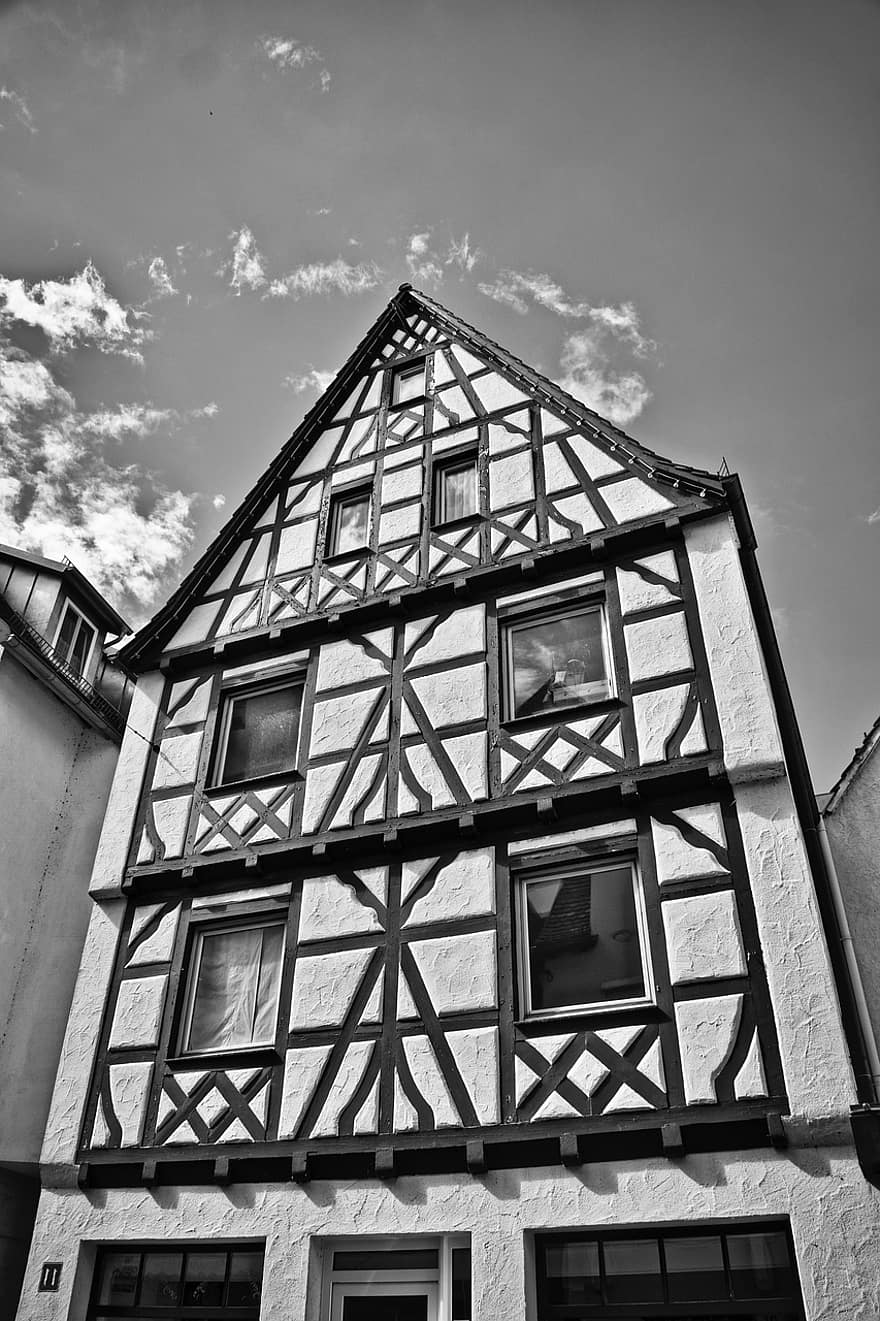 clădire, de lemn, tradiţional, faţadă, epocă, Europa, arhitectură, half-timbered, fereastră, acoperiş, exteriorul clădirii