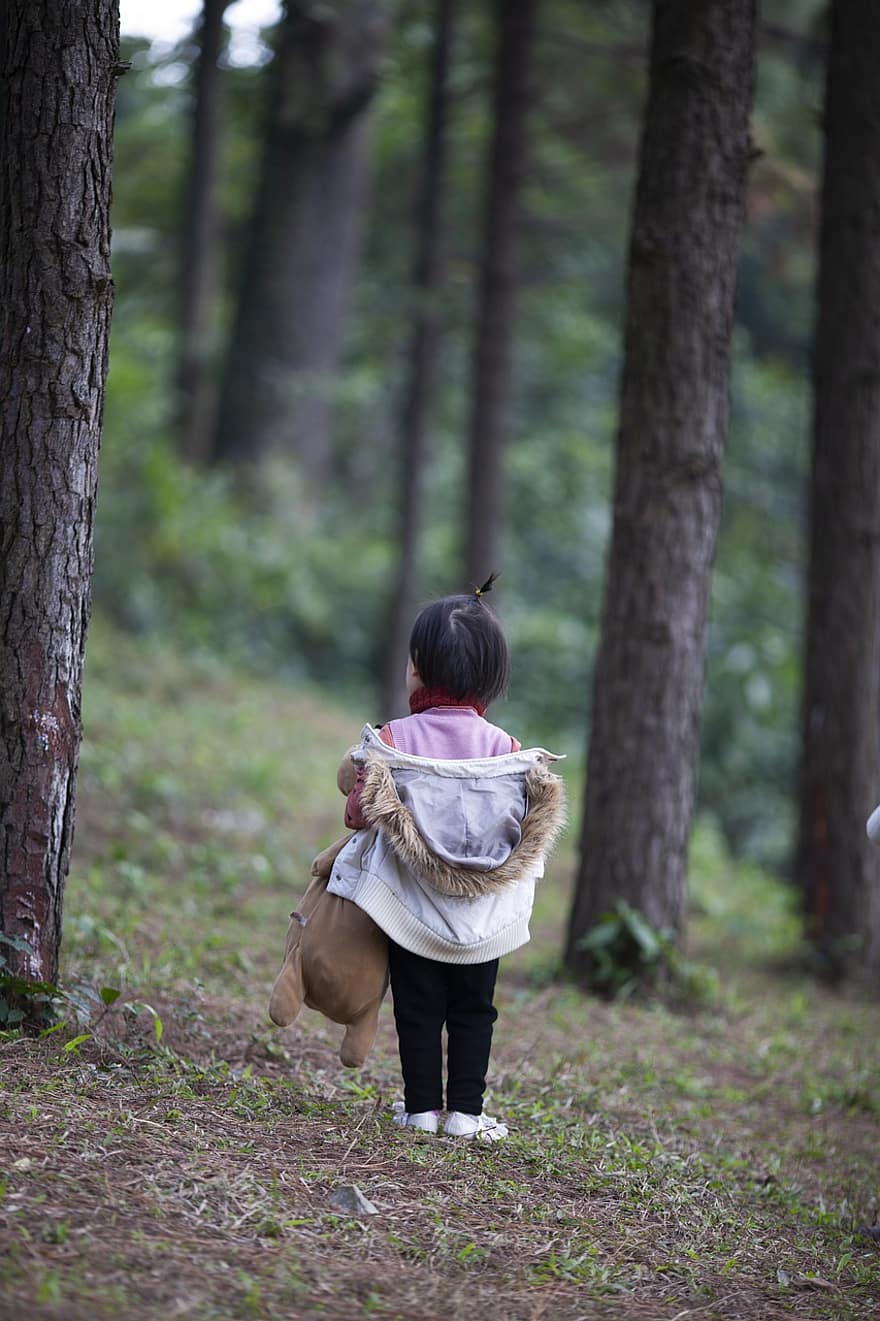 Girl, Kid, Nature, Outdoors, Childhood, Trees, Forest, child, tree, lifestyles, cute