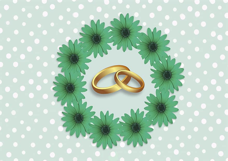 anneaux, cœur, amour, mariage, avant, engagement, romance, symbole, marier, émotions, fleurs