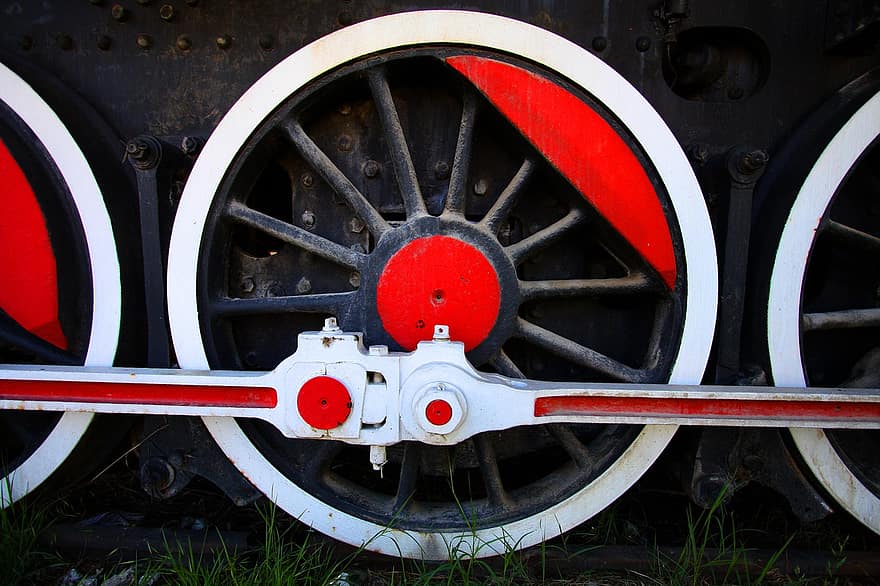 trein, trein wielen, wijnoogst, oud, het spoor, stoommachine, locomotief, wielen, spoorweg, stoomtrein, treinstation