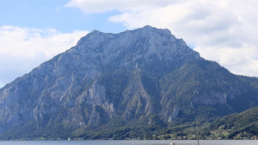 estribaciones alpinas, cordillera, Traunsee, Traunstein, Gmunden, Salzkammergut, alta austria, montaña, nubes, naturaleza