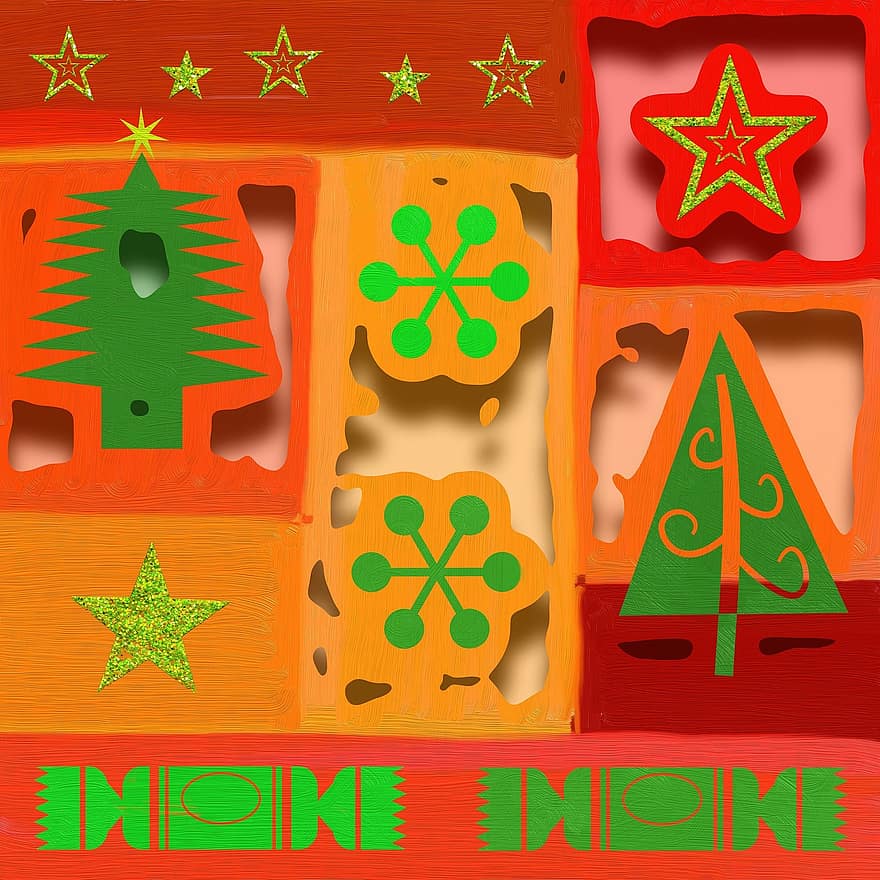 Christmas, Design, Seamless, Pattern, Holidays, Occasions, Decorative, Festive, Gold, Stars, Christmas Tree