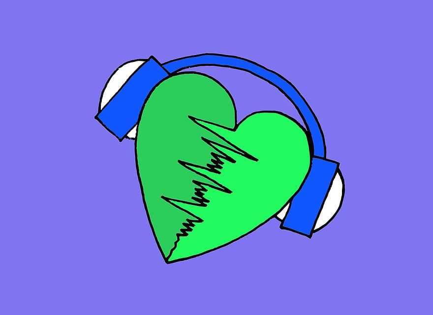 Love Song, A Heart, Music, Sketch, Heart Beat, Headphones, Music Player, Drawing, Listen To The Music, Heartbeat, Meloman