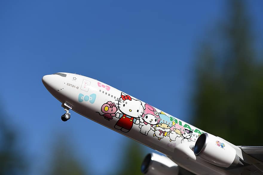 flygplan, flyga, transport, taipei, flyg, Hej Kitty, Hello Kitty Plane, plan