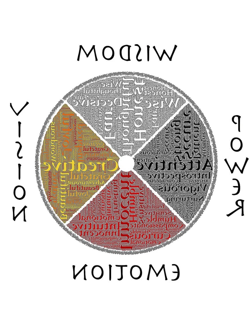 rueda de medicina, sabiduría, poder, visión, emoción, inteligencia, símbolo, gente, humano, mental, sentimientos