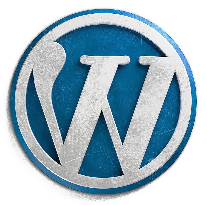 WordPress, โลโก้เวิร์ดเพรส, ไอคอนเวิร์ดเพรส, บล็อก, บล็อกไซต์, เว็บไซต์, ซ.ม., ระบบการจัดการเนื้อหา, โลหะ