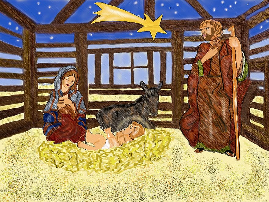 syntymän kohtaus, joulu, Santon, joulukoristeet, Kristuksen lapsi, joulun aika