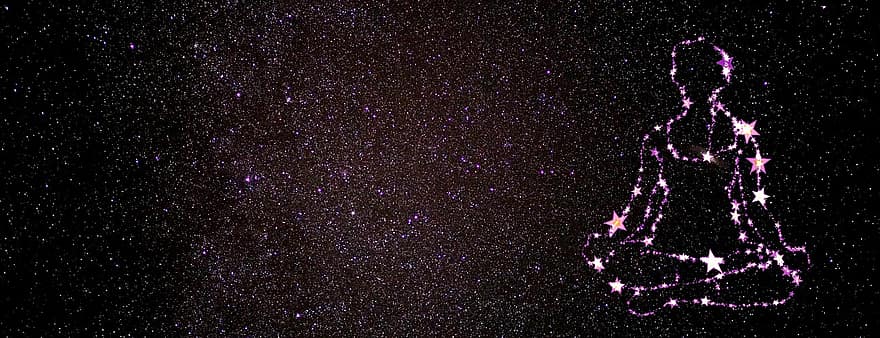 cielo estrellado, meditación, patas, relajación, universo, estrella, encabezado de banner, galaxias, Vía láctea, cúmulos de estrellas, noche