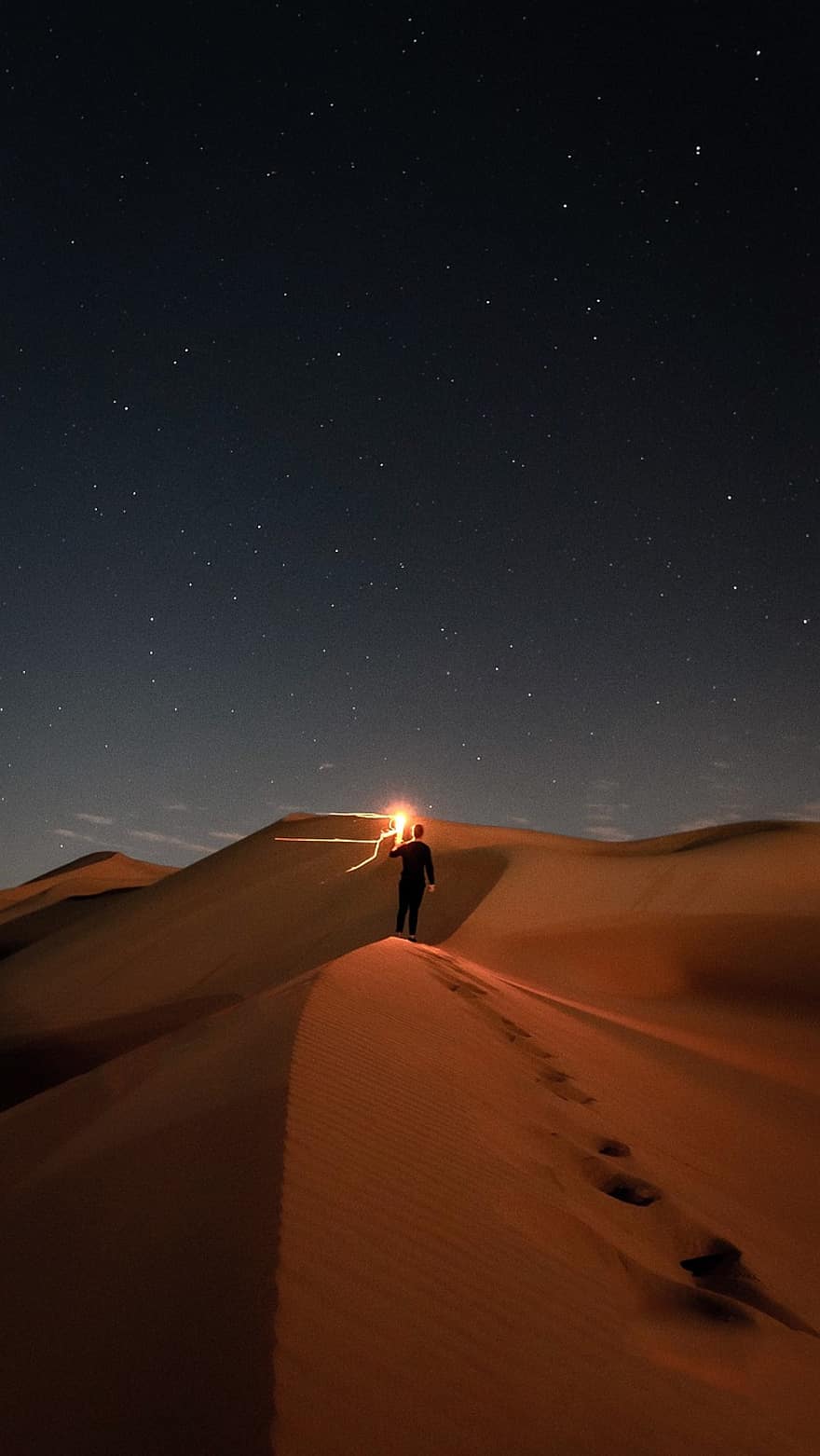 deserto, dune di sabbia, notte, stelle, natura