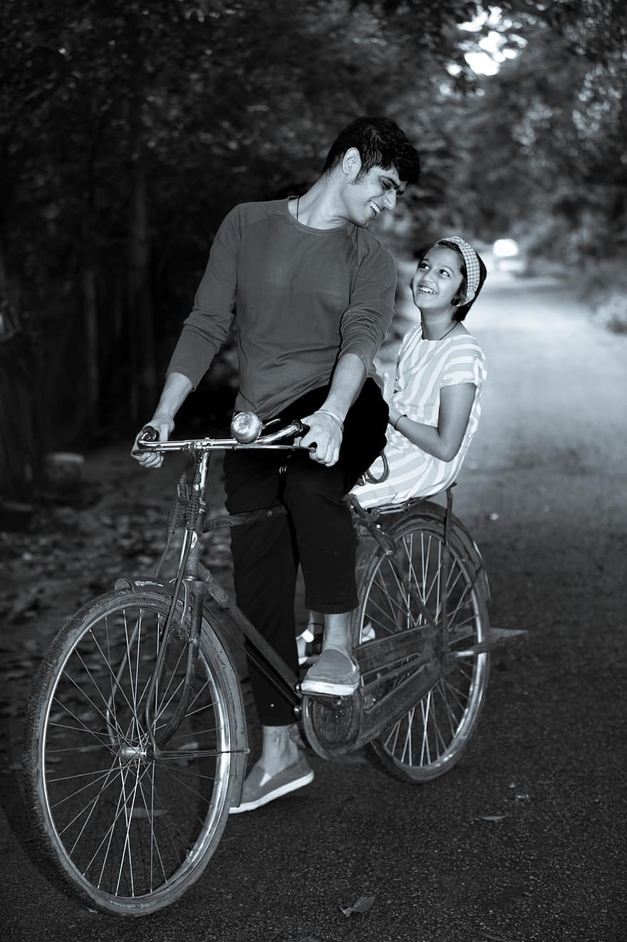 bicyclette, activité, paternité, père, Hommes, enfant, vélo, souriant, famille, cyclisme, modes de vie