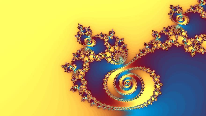 fractal, Art º, arte digital, arte abstracto, espiral, oro, real, azul, dorado, vívido, decorativo