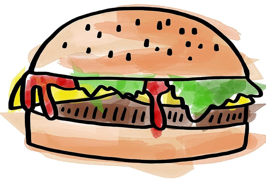 voedsel, junk food, hamburger, cheeseburger, rommel, ongezond, snel, maaltijd, lunch, tussendoortje, dieet