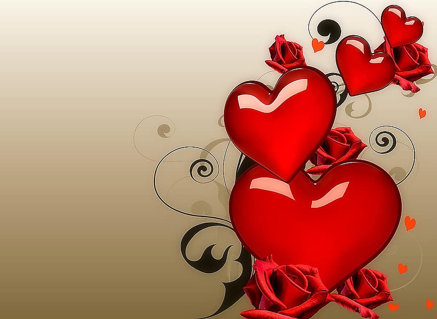 день отдыха, приветствие, любить, романс, сердце, условное обозначение, красный, Яркое принимающее отношение, Валентин, фон, Роза