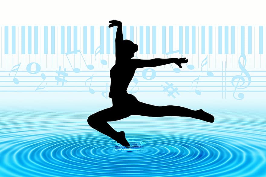 танец, балет, волна, круг, вибрация, воды, движение, выражение, Музыка, клавиатура, танцор