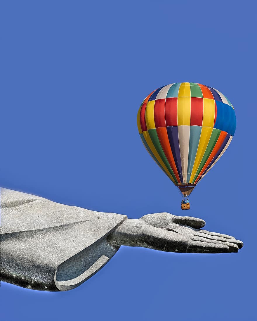 воздушный шар, статуя, Изобразительное искусство, путешествовать, туризм, приключение, рука, скульптура, небо, рейс, на открытом воздухе