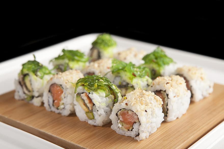 Sushi, poisson, rouleau, riz, repas, Japonais, restaurant, aliments, en bonne santé, asiatique, cuisine