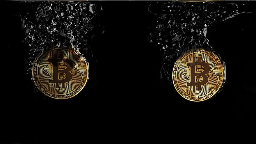 Bitcoin, crypto-monnaie, éclaboussure, eau, crypto, l'Internet, Payer, eau noire