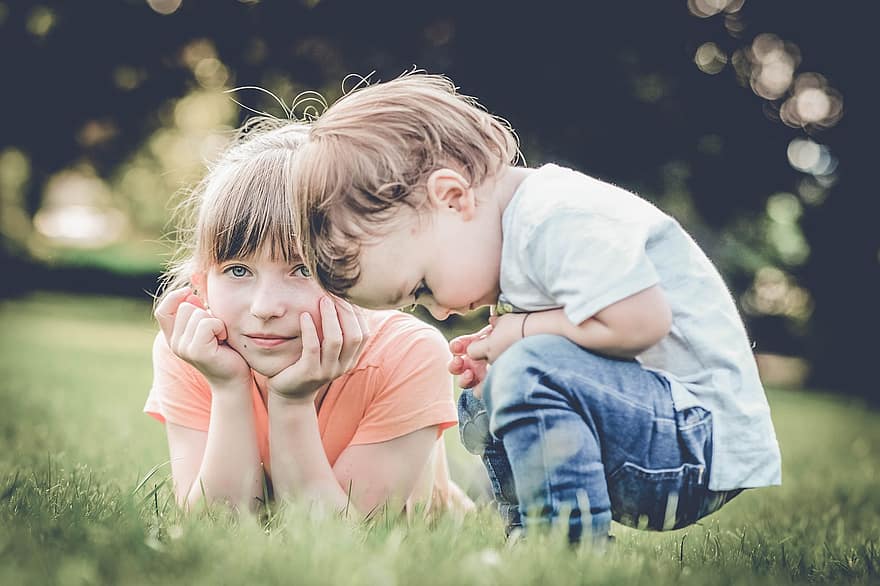 Children, Siblings, Meadow, Grass, Girl, Boy, Brother, Sister, Kids, Baby, Toddler