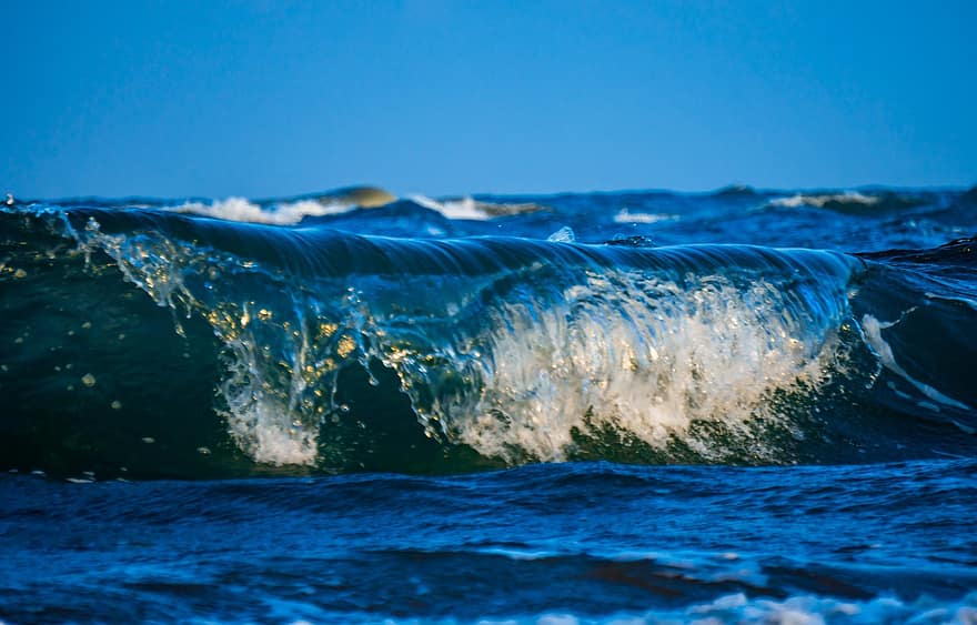 vln, slapy, oceán, voda, moře, pláž, vlna, Příroda, modrý, přímořská krajina, splash