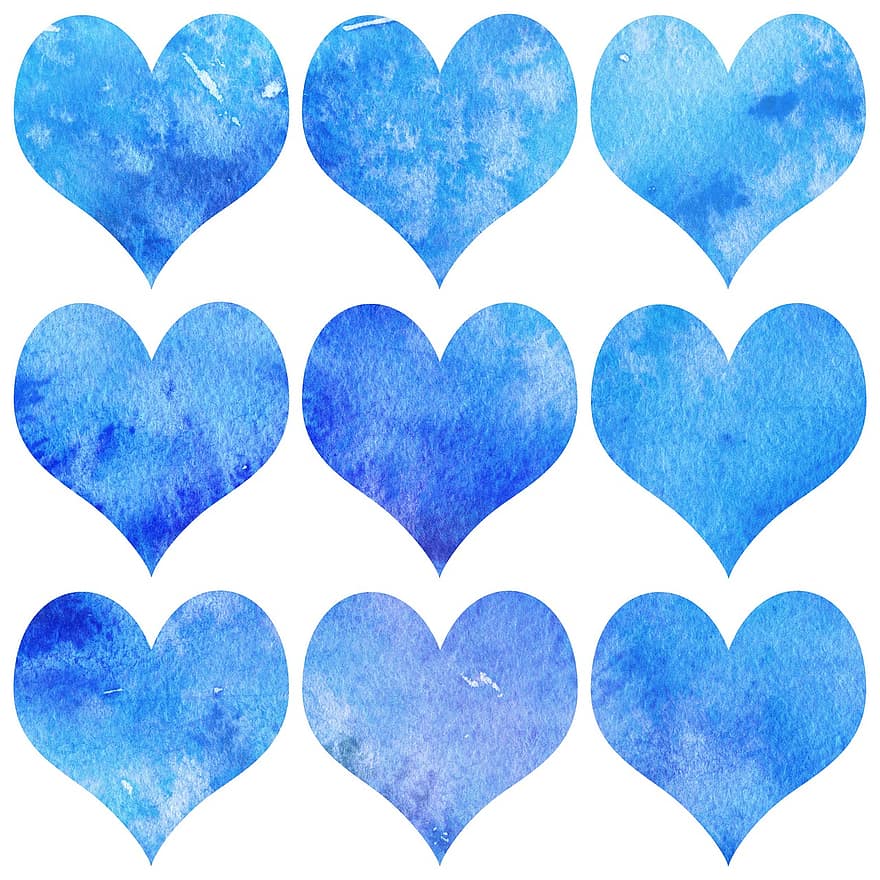 หัวใจ, สีน้ำ, ออกแบบ, ภาพ, แบบแผน, ความรัก