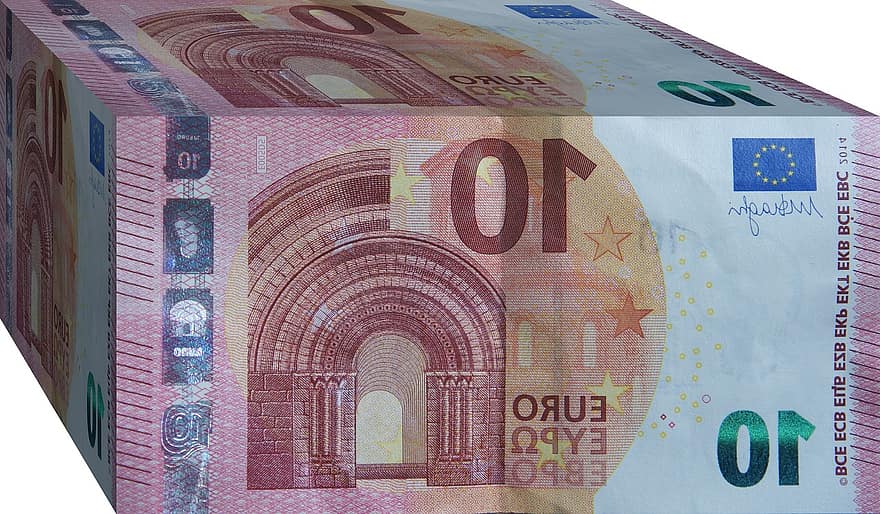 euro, 10, papel moneda, paga, nuevo