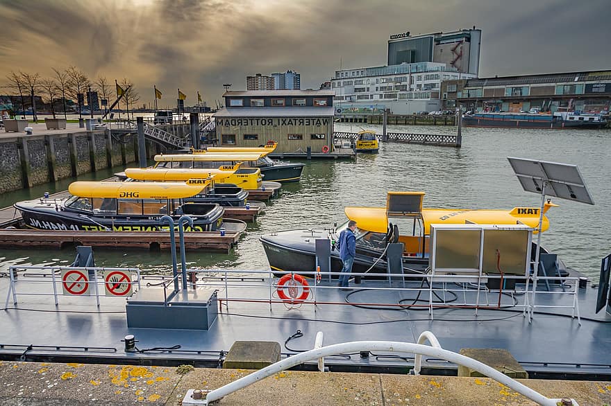 taxi de apă, rotterdam, Olanda, sudul olandei, oraș, port, Zona Portului