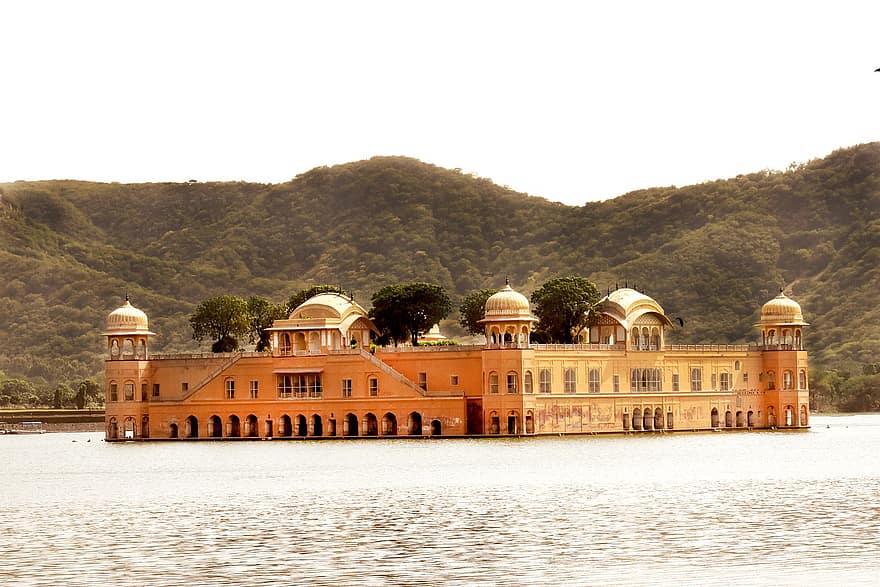 جال محل ، قصر المياه ، بحيرة ، قصر ، قلعة ، تاريخي ، الجبال ، بحيرة مان ساجار