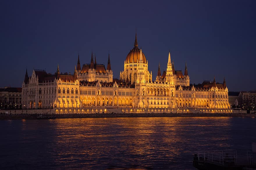Hungarian Parliament Building, Danube River, Building, Architecture, Budapest, Hungary, River, Parliament Of Budapest, National Assembly Of Hungary, Parliament House, Hungarian Parliament