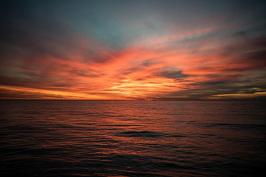mar, puesta de sol, naturaleza, horizonte, oscuridad, crepúsculo, nubes, cielo, agua, Oceano, paisaje