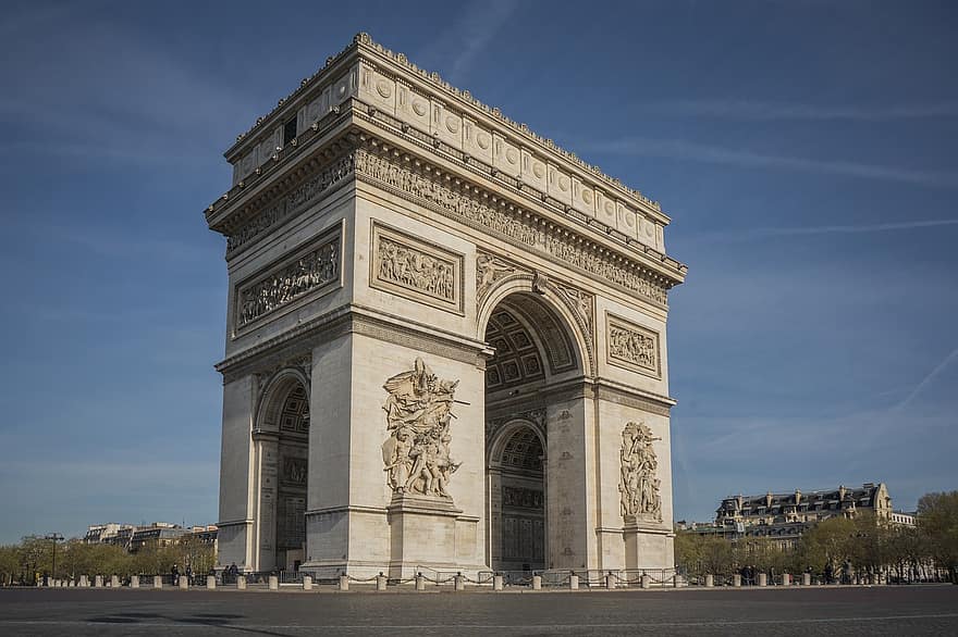 Триумфальная арка, Париж, Франция, Европа, туризм, путешествовать, победа, ориентир, городской отдых, поездка по городу, Елисейские поля