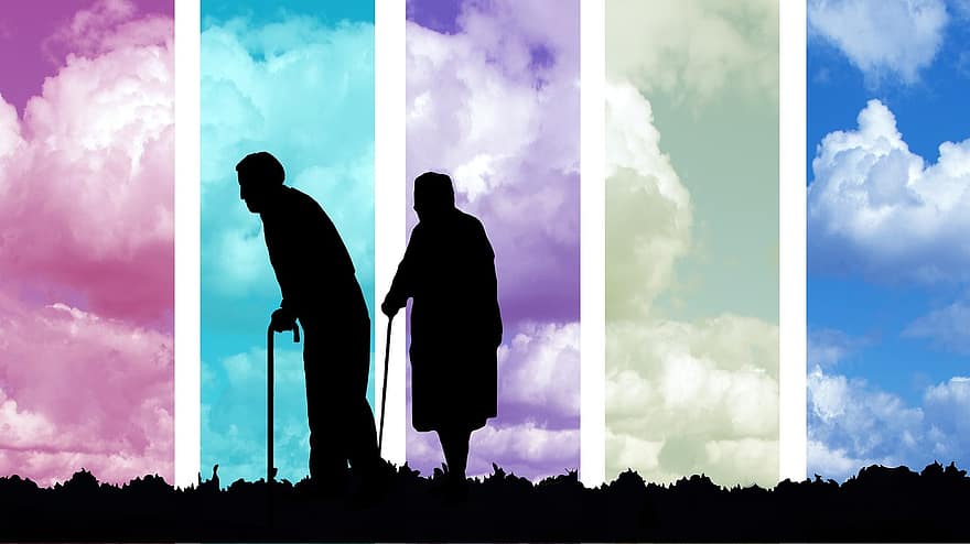 usia, senior, tua, awan, pensiunan, manusia, merawat orang tua, tanggung jawab, usia tua, membantu, nenek