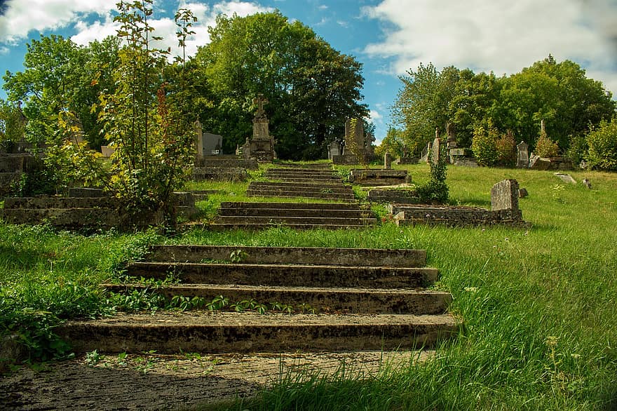 cemitério, Entrada, escadas