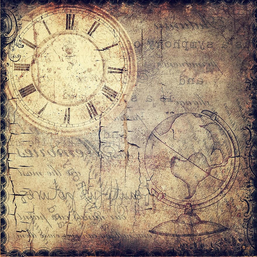 ग्रंज, घड़ी, असली, समय, ग्लोब, पत्र, पृष्ठभूमि, सार, कला, कलात्मक